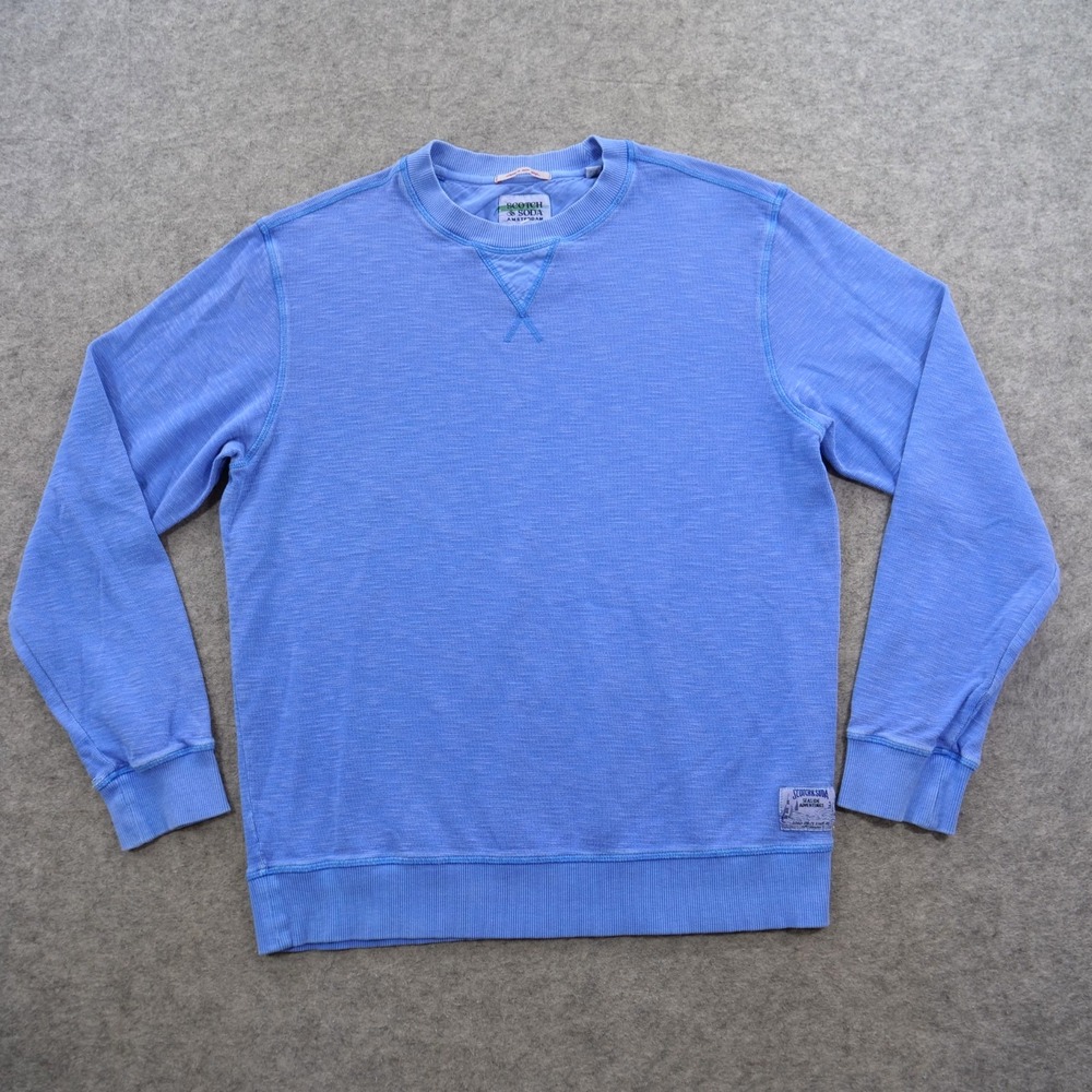 Scotch & Soda Sweater Mens Large Blue Thermal Long Sleeve Crewneck Cotton